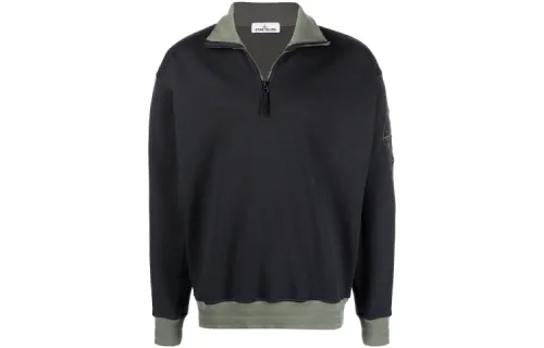 STONE ISLAND Sweatshirts Men's Black Stand Collar Moderate Regular