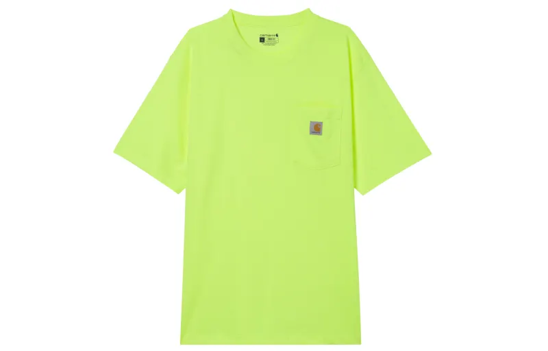 Carhartt T Shirts Men's Green Crew Neck Moderate Straight Fit