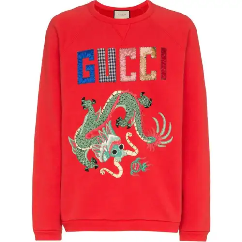GUCCI Sweatshirts Men's Red Crew Neck Moderate Regular