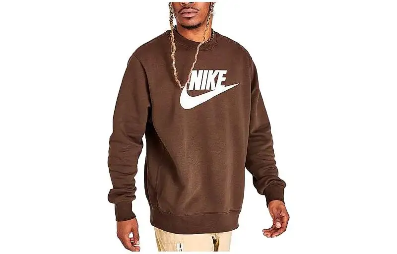 Nike Sweatshirts Unisex Brown Crew Neck Moderate Regular