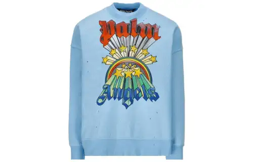 PALM ANGELS Sweatshirts Men's Blue Crew Neck Moderate Regular
