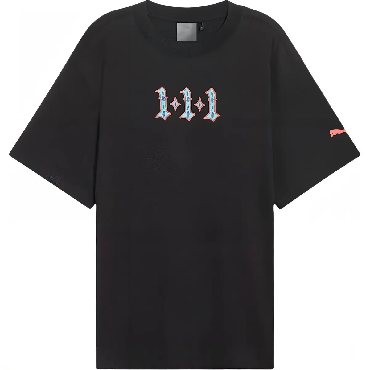PUMA T-Shirts Men's Black Crew Neck Moderate Straight Fit
