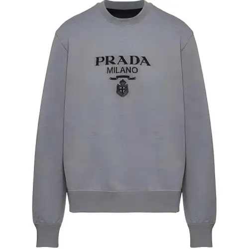 PRADA Cotton Jersey Logo Crewneck Sweatshirt