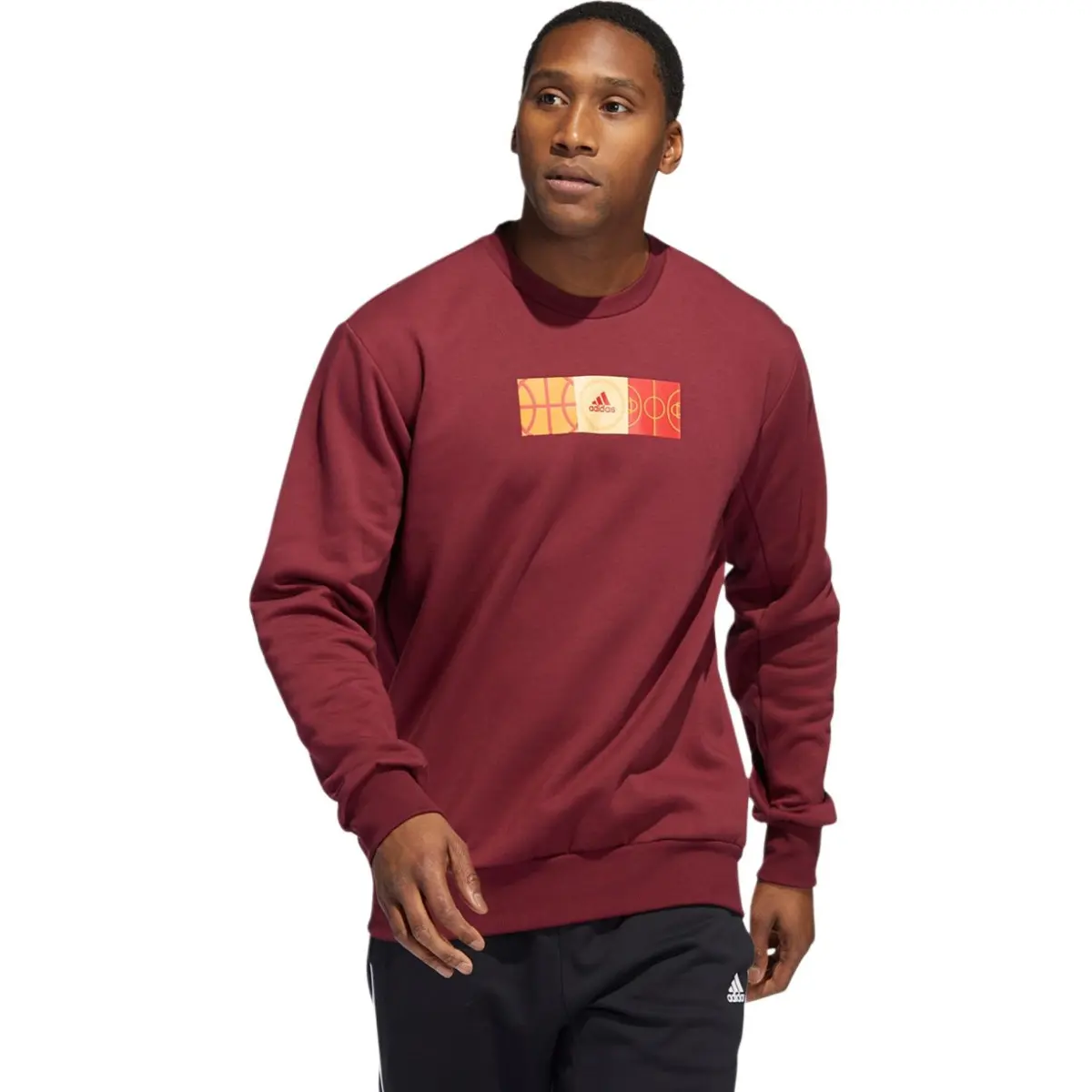 Adidas Sweatshirts Men's Red Crew Neck Thickened Regular
