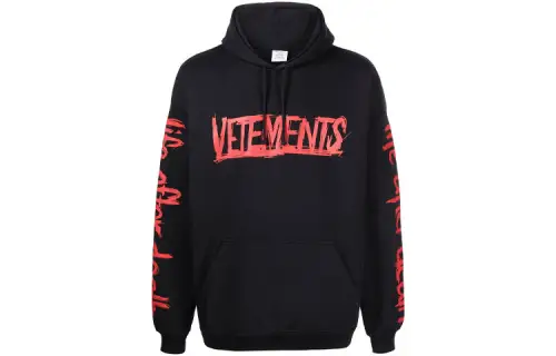 Vetements Sweatshirts Men's Black Hooded Moderate Regular