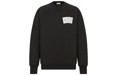 DIOR Quarterly New Products Sweatshirts Men's Black Crew Neck Moderate Regular