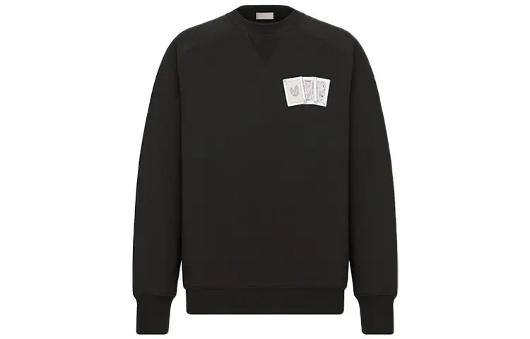 DIOR Quarterly New Products Sweatshirts Men's Black Crew Neck Moderate Regular
