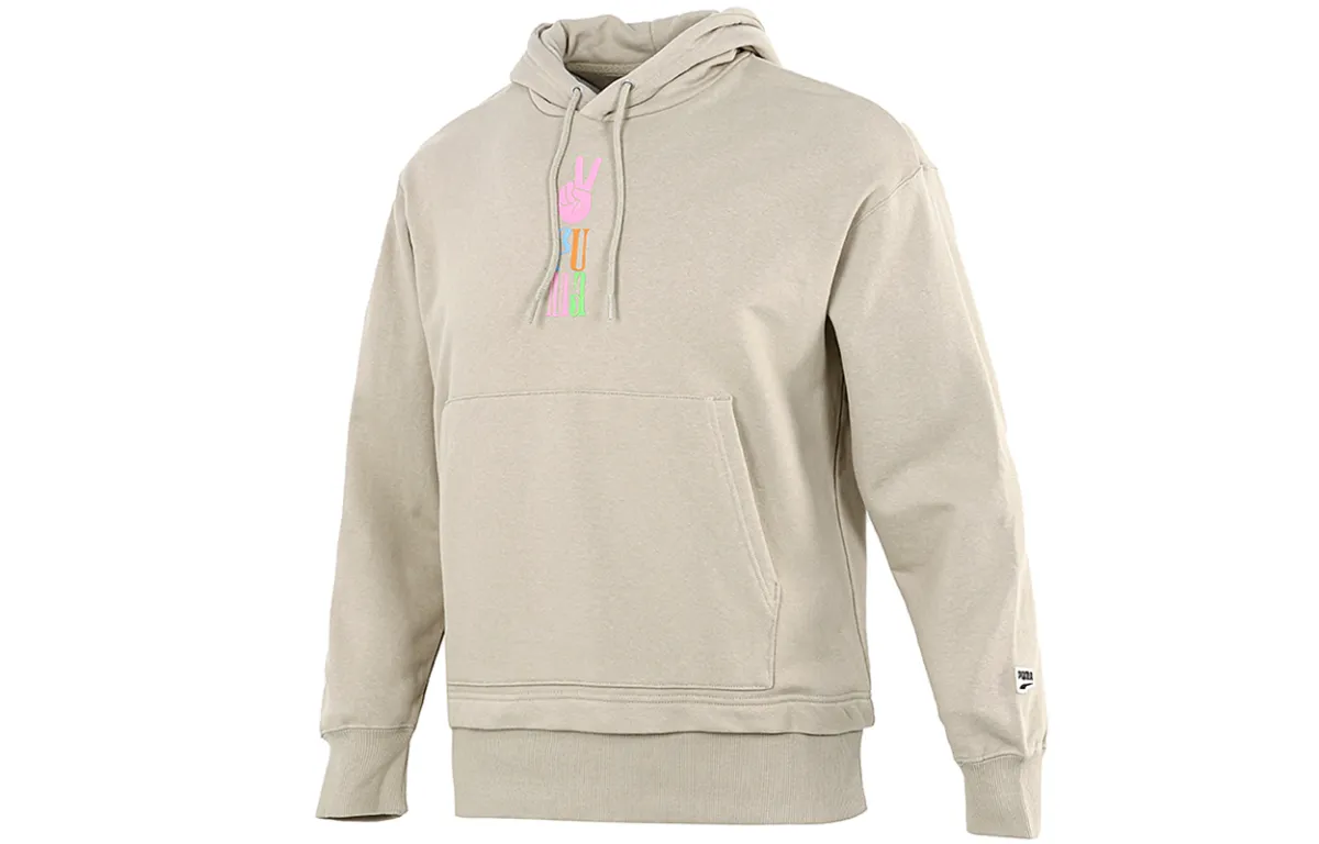 PUMA Downtown Sweatshirts Men's Khaki Hooded Moderate Regular