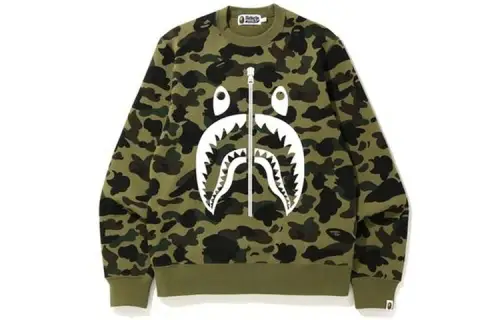 Bape 1st Camo White Shark Crewneck