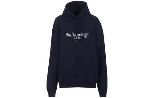 Balenciaga Sweatshirts Men's Marine Blue Hooded Moderate Regular