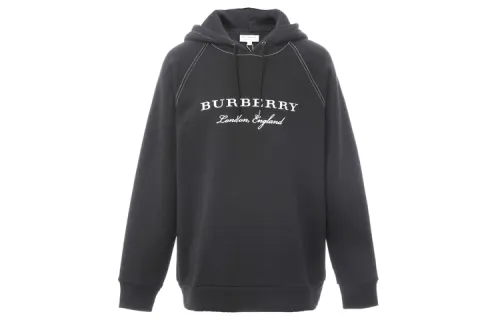 Burberry Front Letter Design Classic Fleece Lined Sweatshirt Men's Black