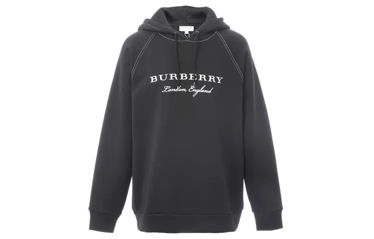 Burberry Front Letter Design Classic Fleece Lined Sweatshirt Men's Black