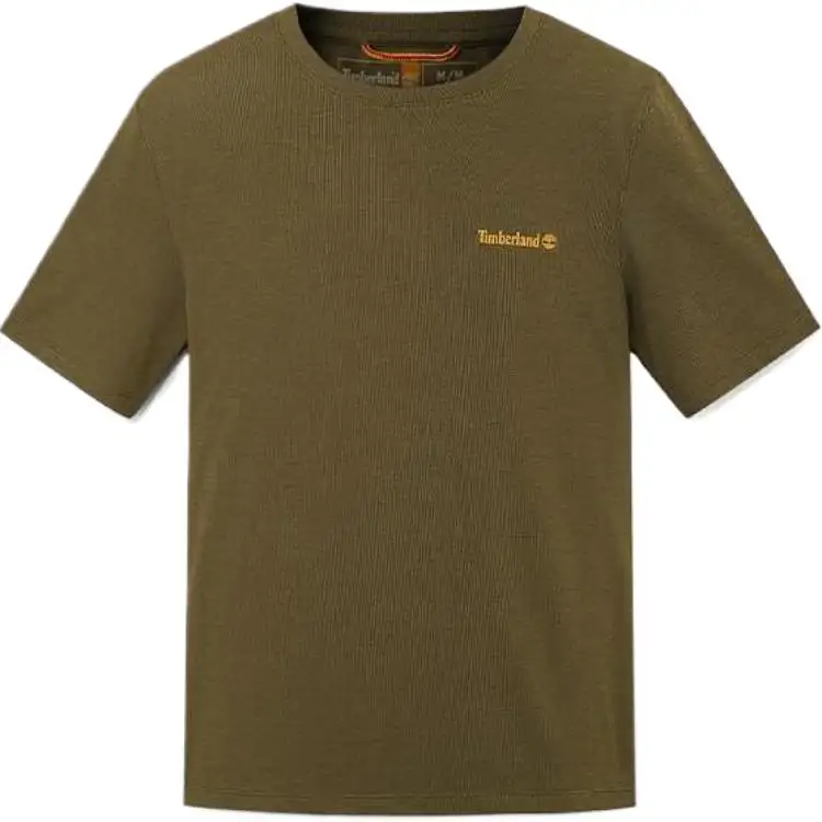 Timberland T Shirt Men's Dark Olive Green With Floral Accent