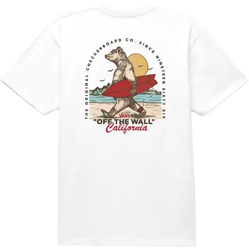 Vans CALIFORNIA BEAR T Shirts Men's White Crew Neck Moderate Straight Fit