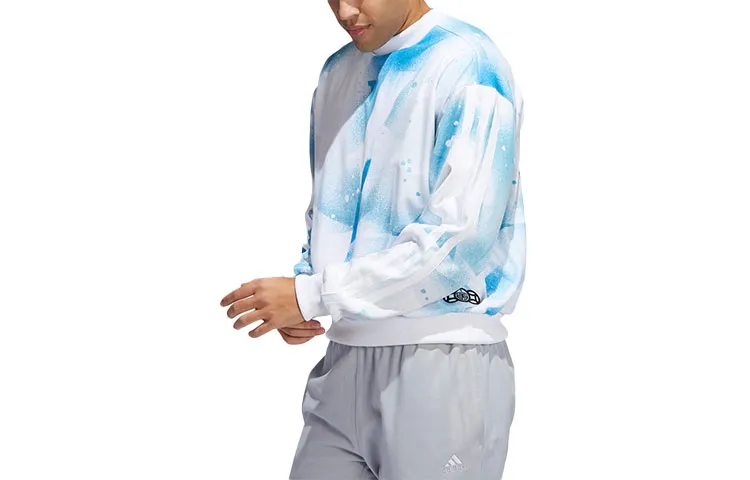 Adidas Sweatshirts Men's White Crew Neck Moderate Straight Fit