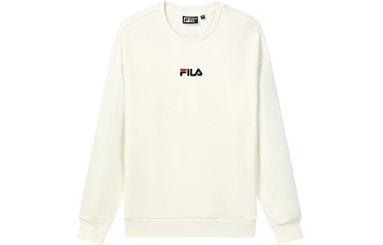 FILA ORIGINALE Fleece Lined Letter Logo Athleisure Pullover Sweatshirt Unisex Milk Salt White