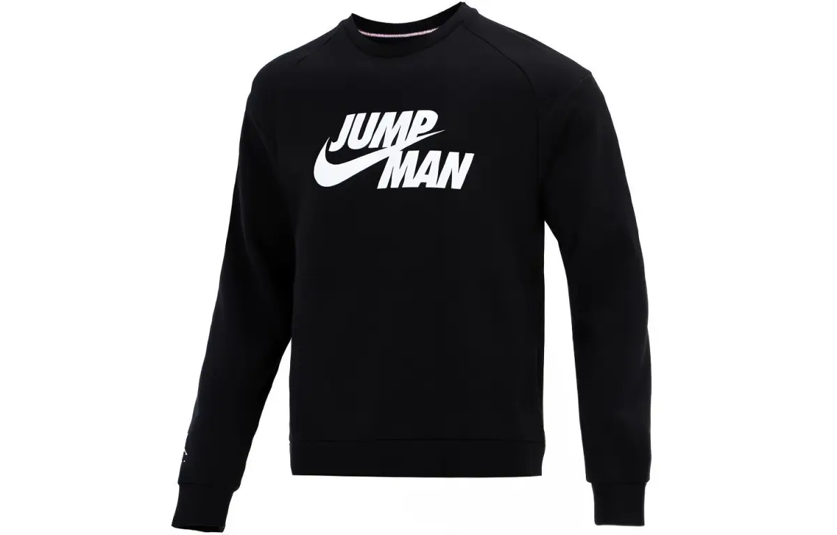 Jordan Jumpman Sweatshirts Men's Black Crew Neck Thickened Regular