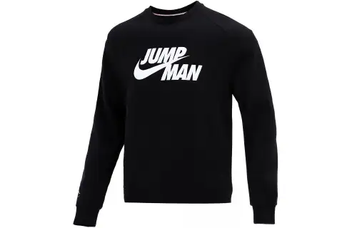 Jordan Jumpman Sweatshirts Men's Black Crew Neck Thickened Regular