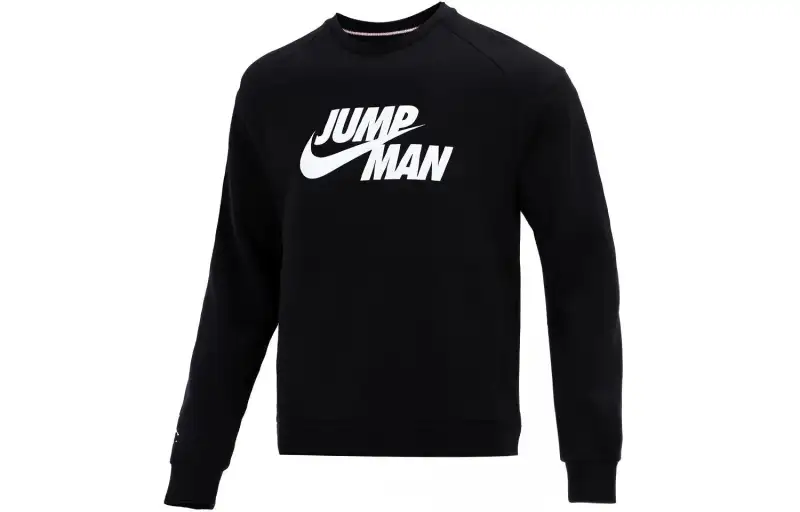 Jordan Jumpman Sweatshirts Men's Black Crew Neck Thickened Regular