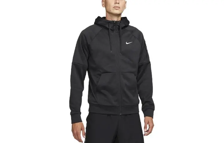 Nike Sweatshirts Men's Black Hooded Moderate Cardigan