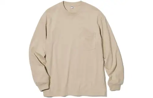UNIQLO Sweatshirts Unisex Khaki Crew Neck Moderate Other