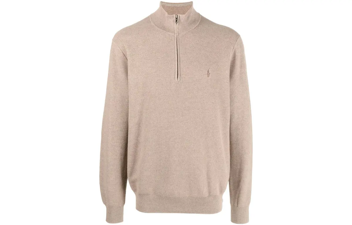 Polo Ralph Lauren Sweatshirts Men's Light Brown Stand Collar Moderate Regular