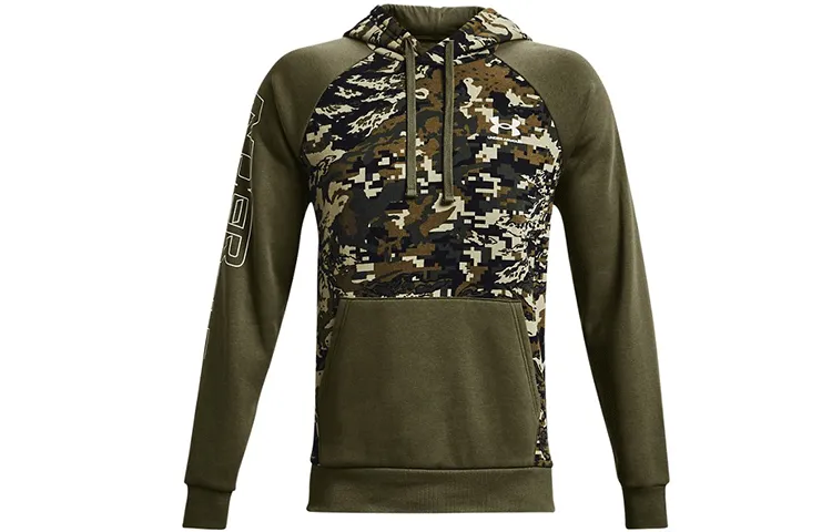 Under Armour Script Sweatshirts Men's Green Hooded Thickened Regular