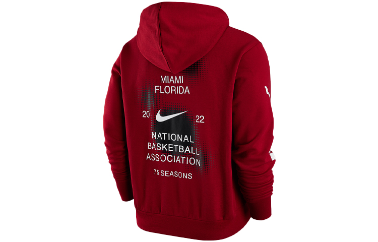 Nike NBA Miami Heat, Casual Sports Brushed Pullover Fleece Lined Hooded Sweatshirt Winter Men's Red