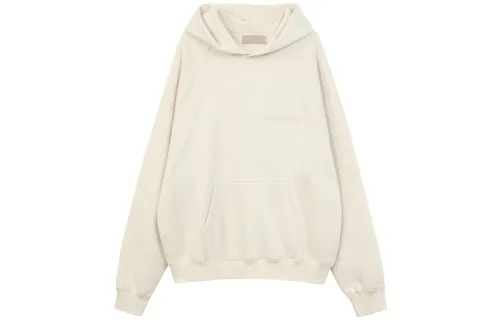 Fear Of God Essentials FW21 3D Logo Pullover Fleece Lined, Fall American Heavyweight Sweatshirt Unisex Beige Gray