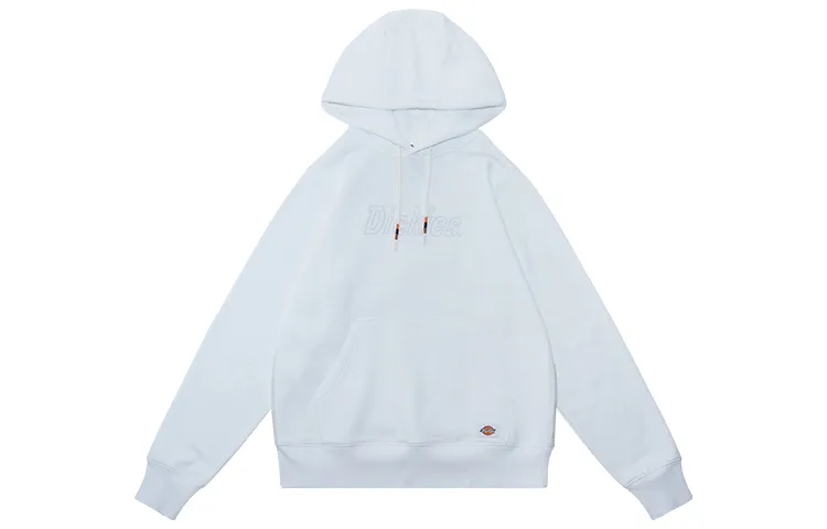 Dickies Logo Fleece Casual Fleece Lined Hooded Sweatshirt Winter Men's White