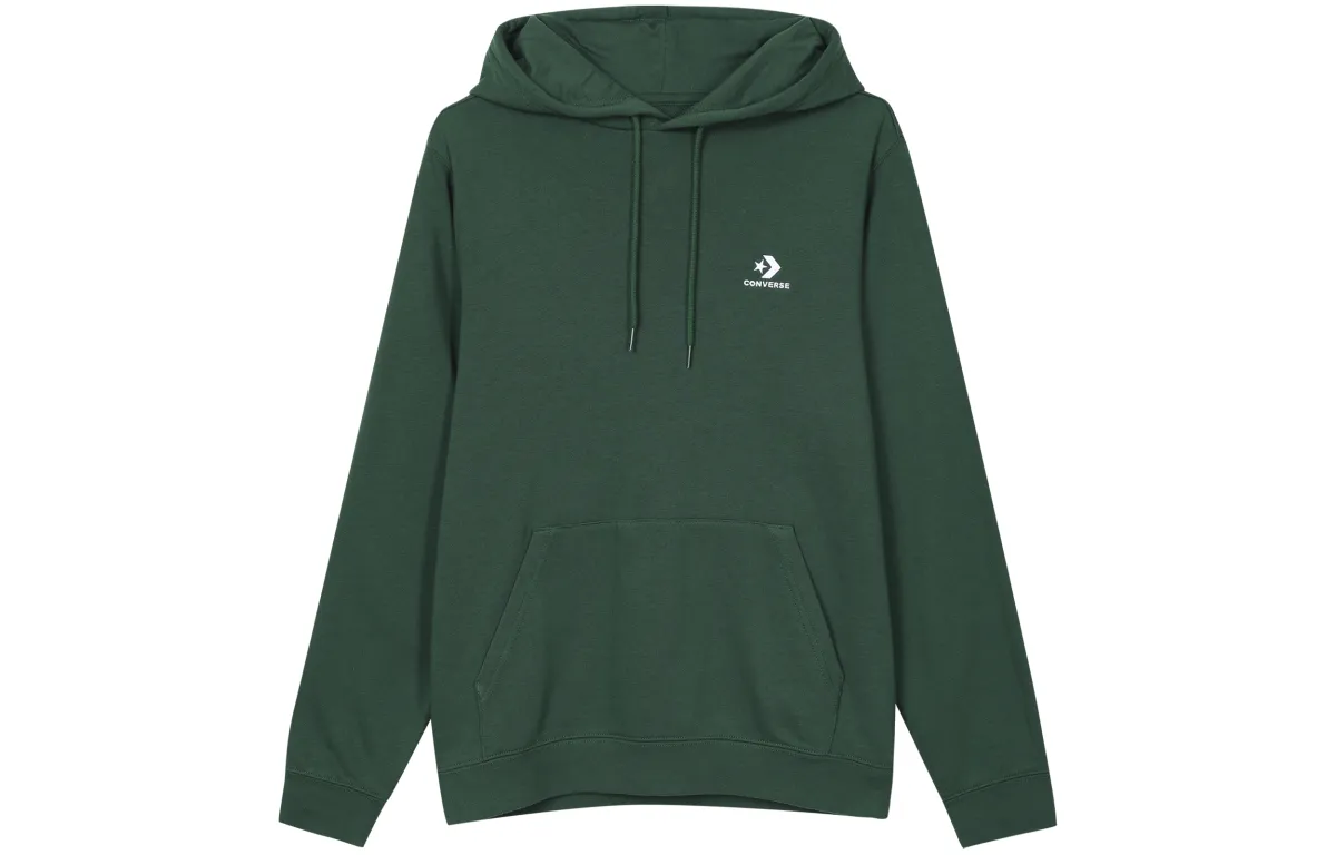 Converse CHEV EMB Sweatshirts Unisex Green Hooded Moderate Regular