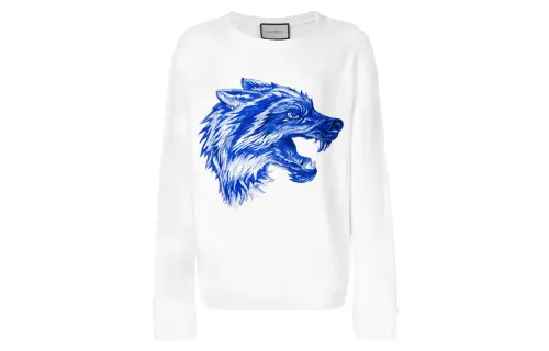 GUCCI Sweatshirts Men's White Crew Neck Moderate Regular