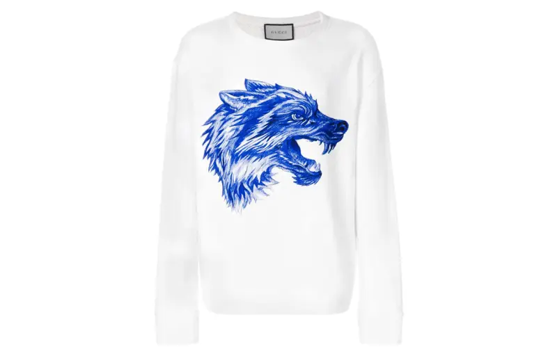 GUCCI Sweatshirts Men's White Crew Neck Moderate Regular