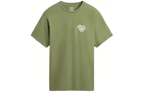 Vans No Players T Shirts Men's Green Crew Neck Moderate Straight Fit