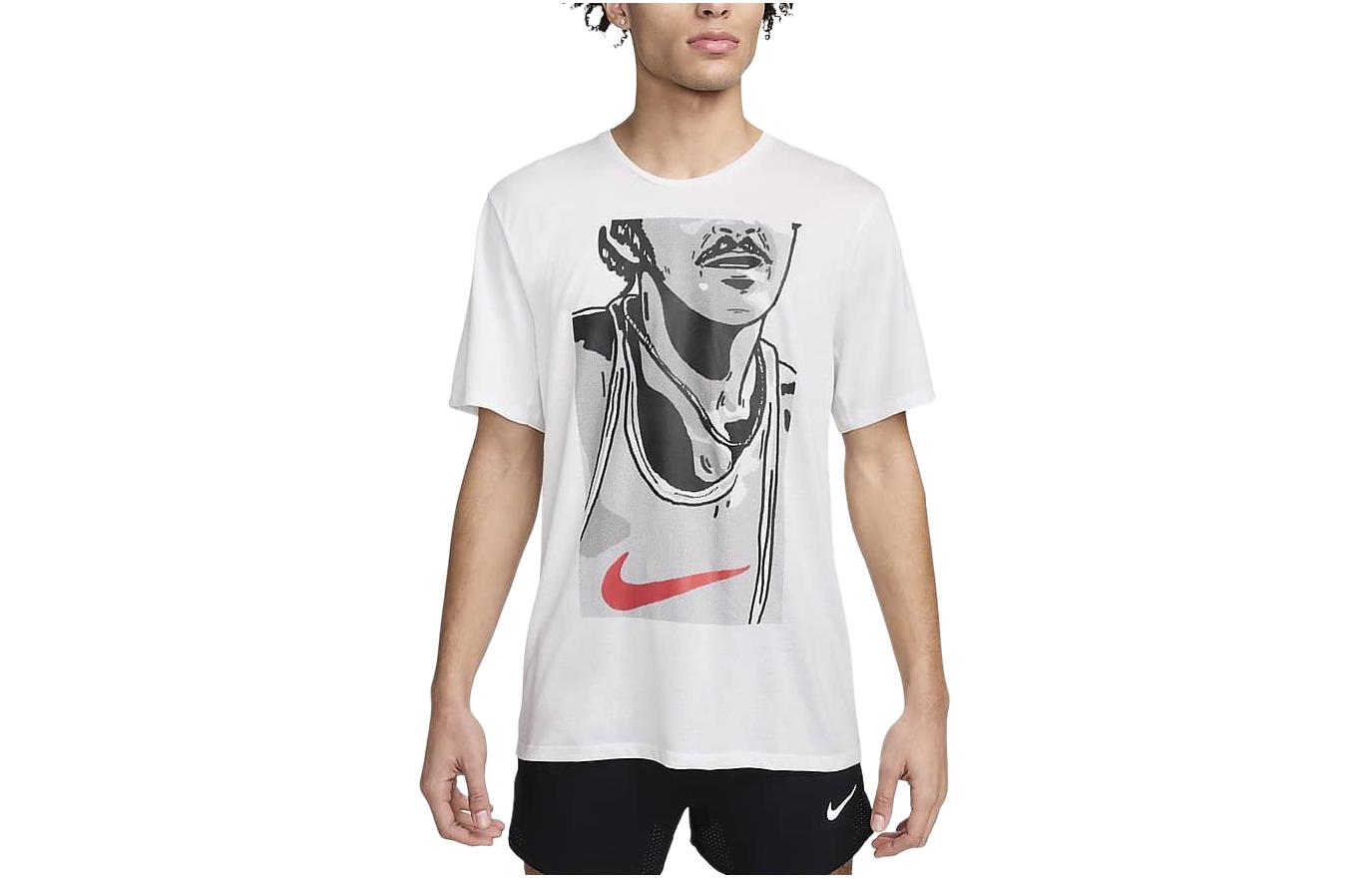 Nike Dri Fit Rise 365 Running T Shirt Men’s Mountain Peak White