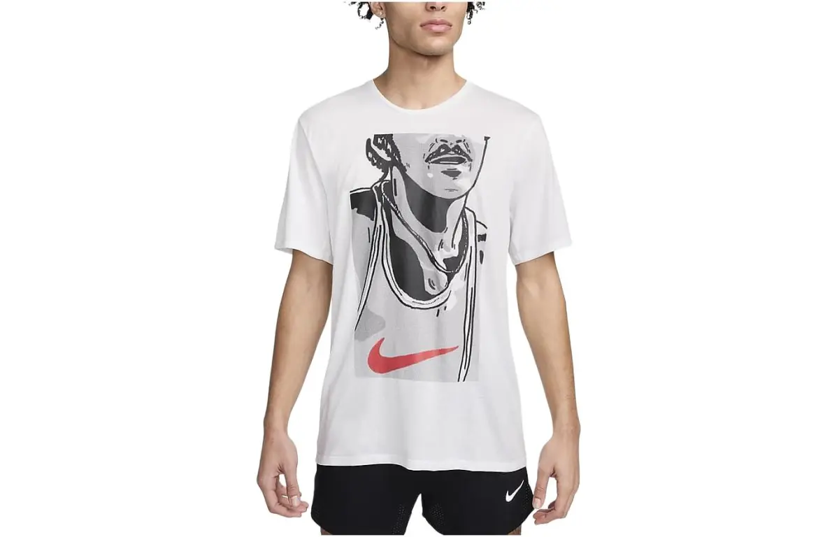 Nike Dri Fit Rise 365 Running T Shirt Men's Mountain Peak White