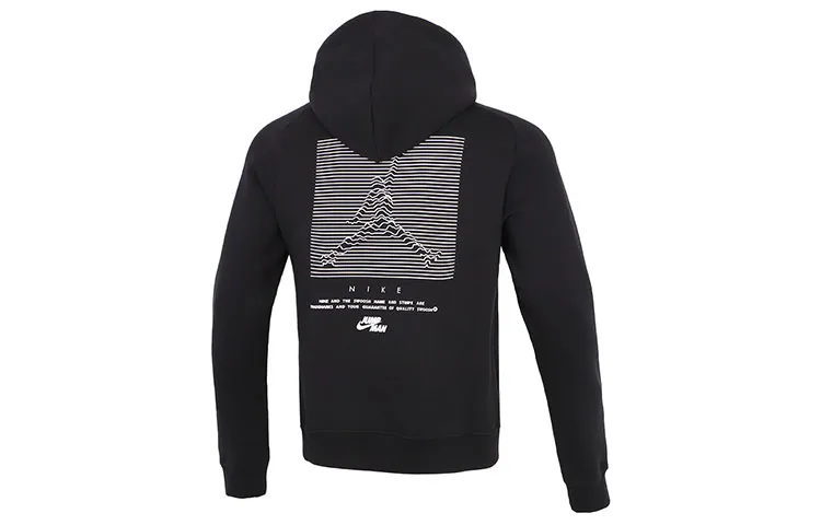 Jordan Casual Sports Hooded Fleece Lined Sweatshirt Winter Men's Black