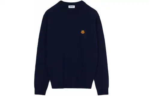 KENZO Sweaters Men's Blue Crew Neck Moderate Heavyweight