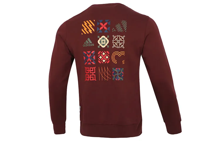 Adidas Sweatshirts Men's Dark Red Crew Neck Moderate Regular