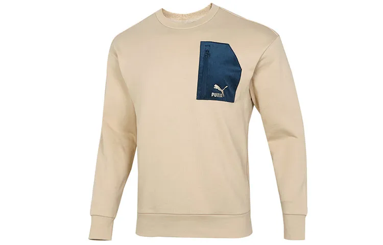 PUMA Sweatshirts Men's Khaki Crew Neck Moderate Regular
