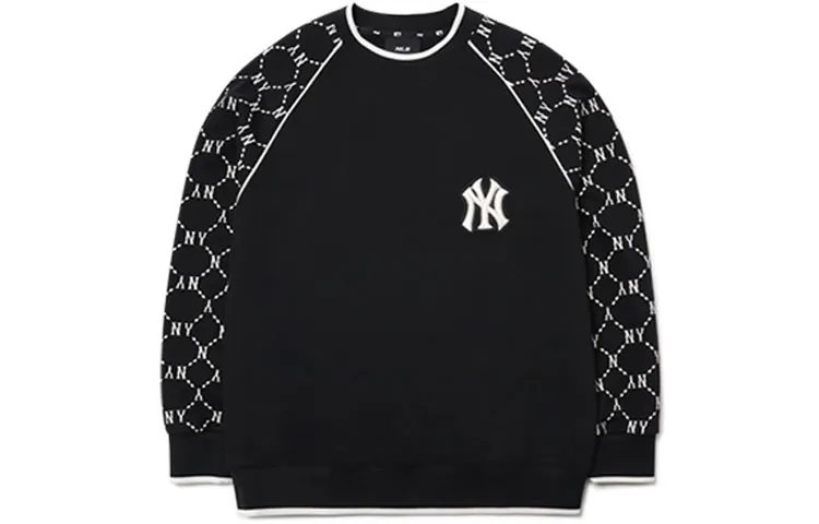 MLB Monogram Sweatshirts Unisex Black Crew Neck Moderate Straight Fit