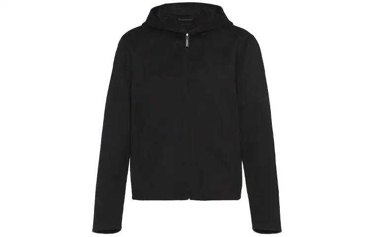 PRADA Sweatshirts Men's Black Hooded Moderate Cardigan