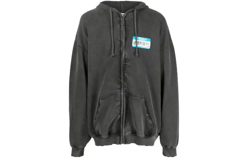 Vetements My Name Is Faded Zip Up Hoodie