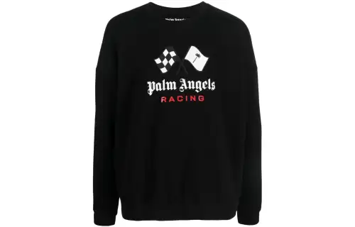 PALM ANGELS Sweatshirts Unisex Black Crew Neck Moderate Regular