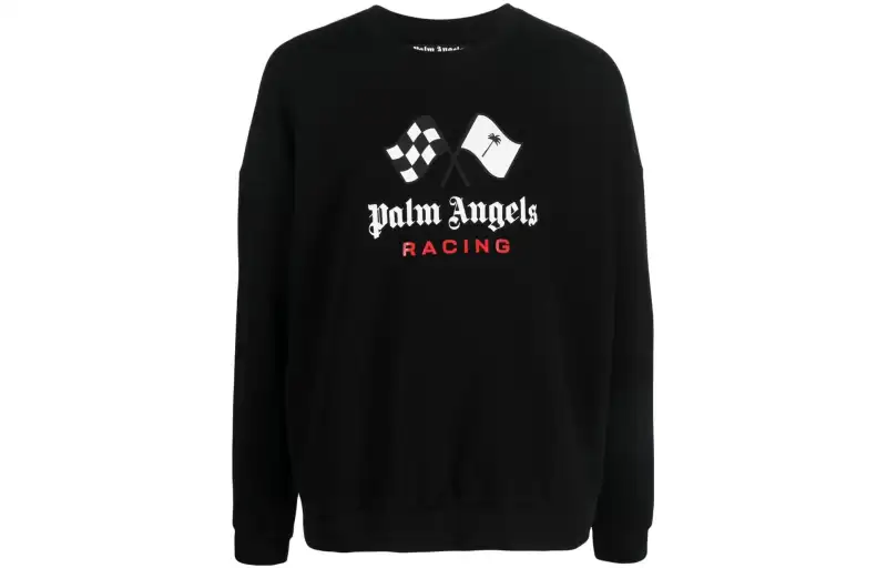 PALM ANGELS Sweatshirts Unisex Black Crew Neck Moderate Regular