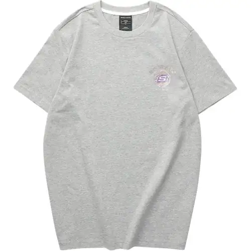 Skechers Colorful T Shirt Unisex Gray Heather Cloud Gray