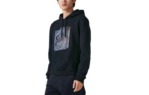 HERMES Sweatshirts Men's Dark Blue Hooded Moderate Regular