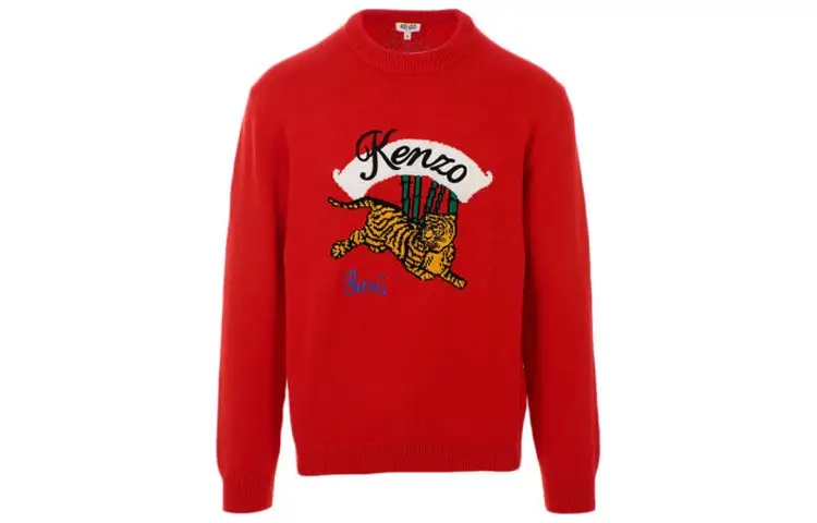 KENZO Sweatshirts Men's Red Crew Neck Moderate Regular