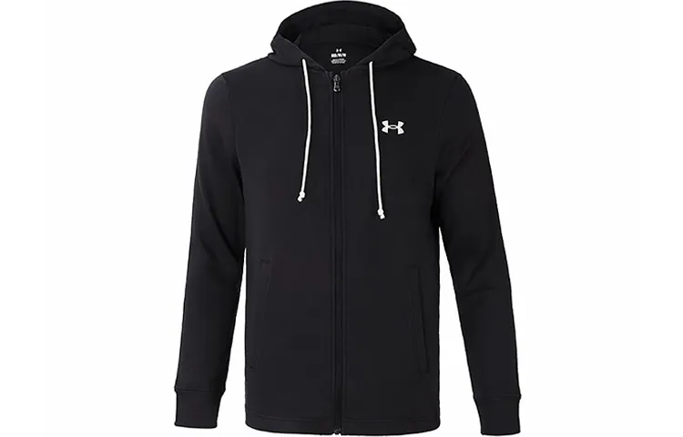 Under Armour Sweatshirts Men's Black Hooded Moderate Cardigan