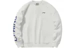 Li Ning Sports Lifestyle Collection, Loose Fit Fleece Lined Thermal Casual Sports Pullover Sweatshirt Unisex White